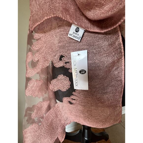 JESSICA MCCLINTOCK BURNOUT BROCADE SHEER DRESSY SHAWL - Picture 6 of 10